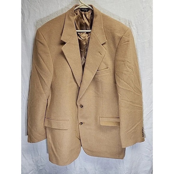 Bill Blass Blazer Mens 44L Tan Camel Hair Black Label Sport Coat Jacket - Picture 2 of 11